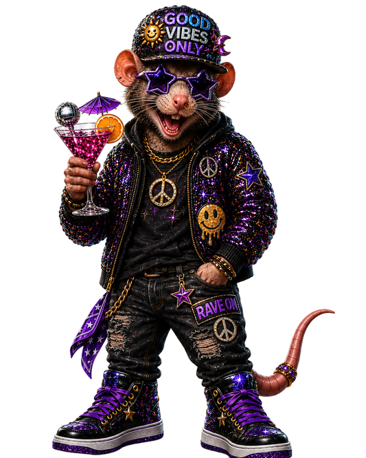 Mens Good Vibes Only Rat Keyring