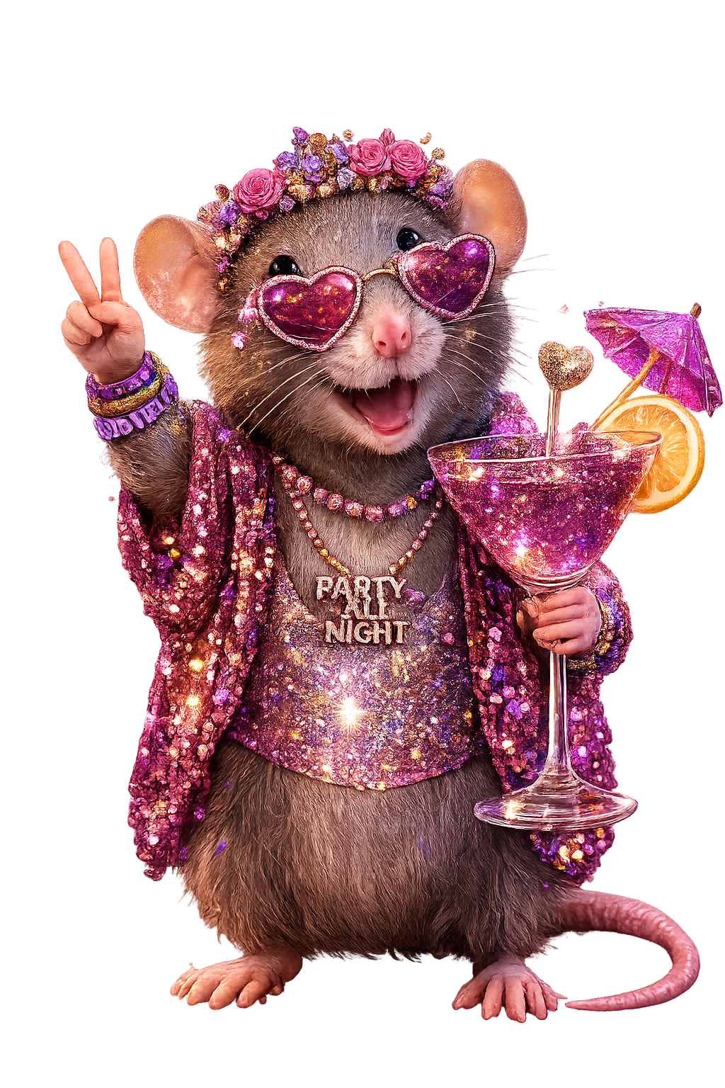 Party All Night Rat Keyring