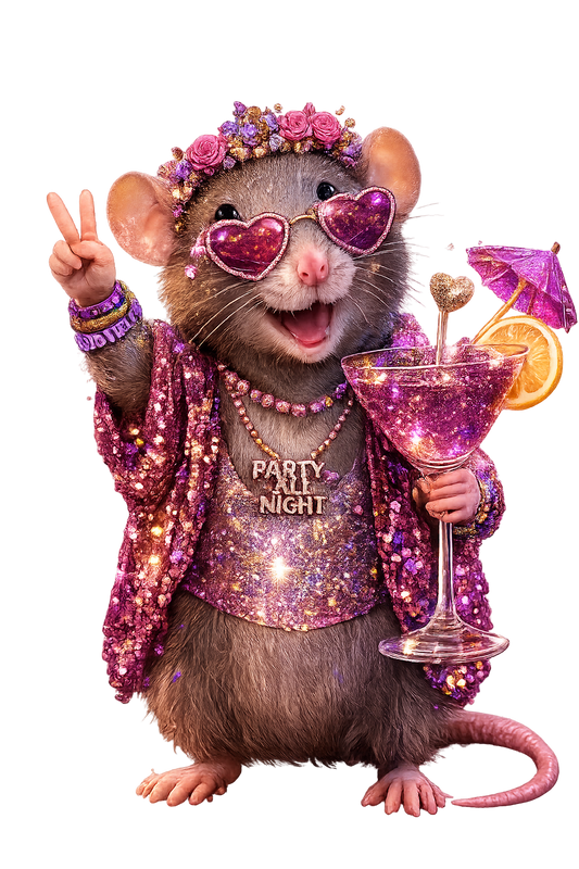 Party All Night Rat Keyring